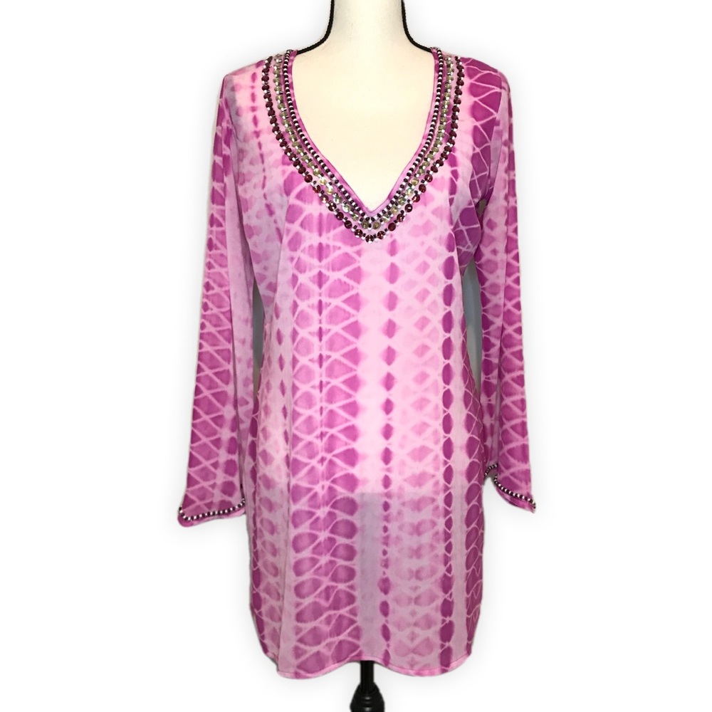 Kohinoor Beach Cover Up Tie Dye Beaded Size Medium